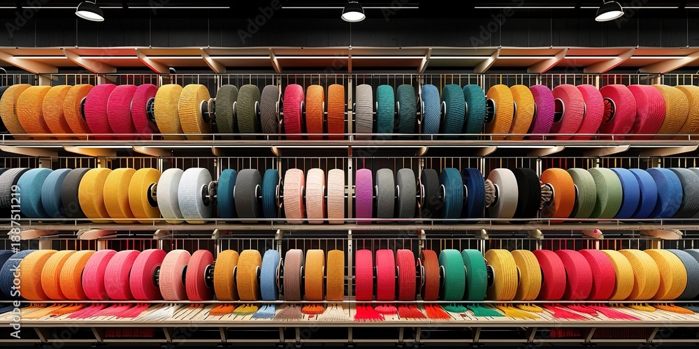 custom made wallpaper toronto digitalVibrant Thread Spool Display in Craft Store