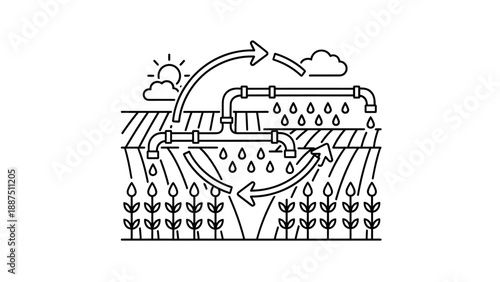 Irrigation system watering crops efficiently.