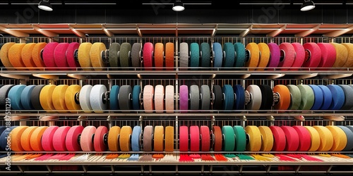 Wallpaper Mural Vibrant Thread Spool Display in Craft Store Torontodigital.ca