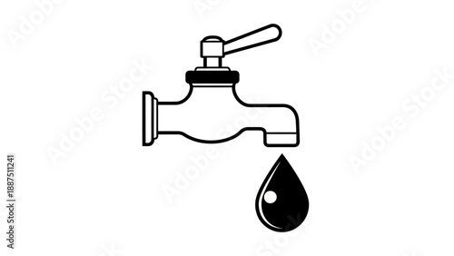 Water faucet with single drop falling.