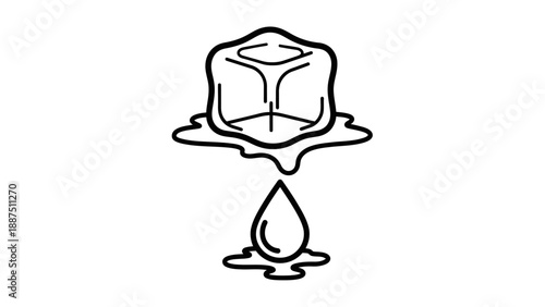 Melting Ice Cube Closeup View.