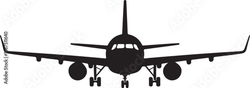 Airplane front view icon. Clipart image isolated on white background