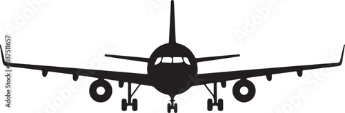 Airplane front view icon. Clipart image isolated on white background