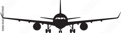 Airplane front view icon. Clipart image isolated on white background