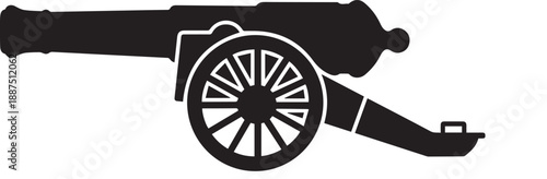 Old cannon Silhouette vector black on a white background