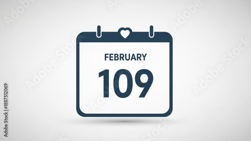 February 109 calendar icon simple vector illustration for date reminder or event planning isolated on white