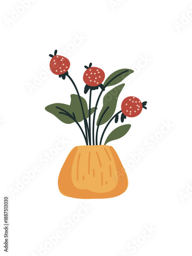 strawberry bush with ripening red berries