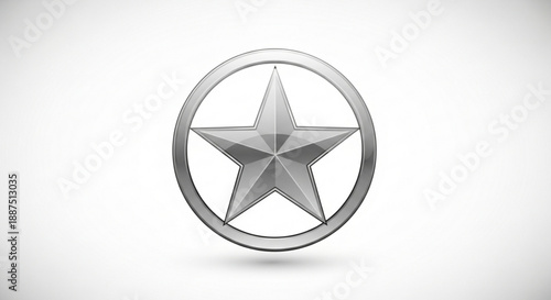 Shiny silver star icon in a circle on white background symbolizing excellence and achievement