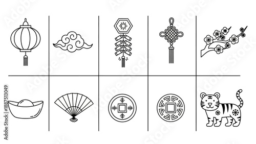 Chinese New Year Decorative Symbols.