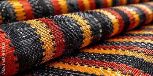 Colorful Braided Rug with Bold Stripes and Textured Patterns