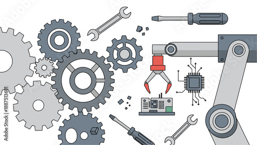 Industrial Robotics and Mechanical Engineering Background Vector