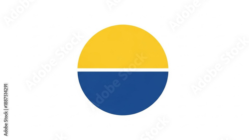 Yellow and Blue Circle Icon Isolated on White Background