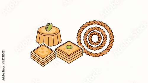 Traditional Japanese Wagashi Sweets on White Background