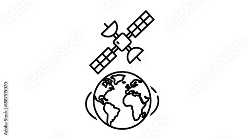 Satellite orbiting the Earth globe.