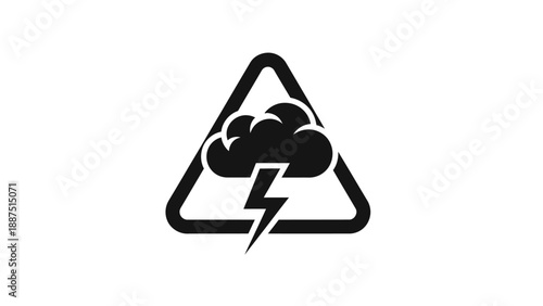 Weather warning sign with lightning bolt.