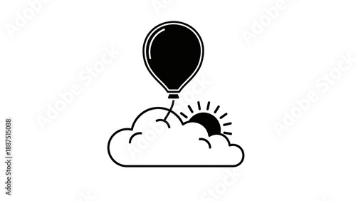 Hot Air Balloon in the Clouds.