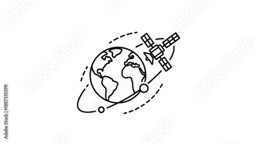 Satellite Orbiting the Earth in Space.