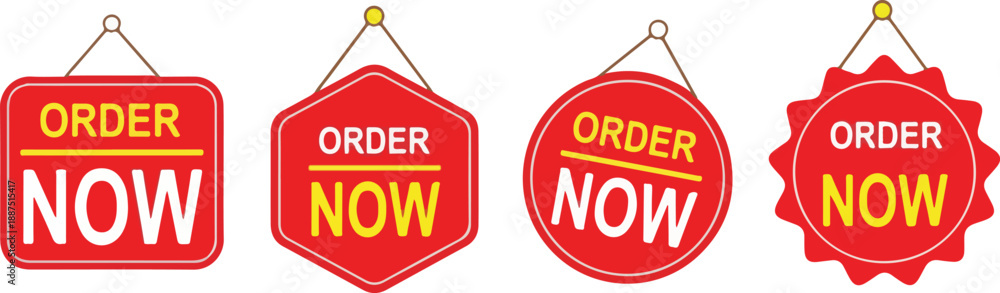 Obraz premium Order Now Red Hanging Sign Label Vector