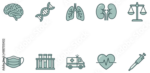 Medical Anatomy, Human Organs and Laboratory Science Icon Set