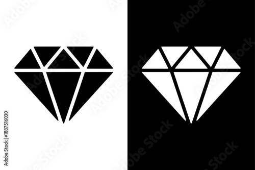 Luxury Royal Diamond Vector. Minimal Black White Diamond Icons for Jewelry, Logo, and Branding Use