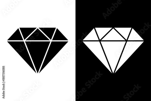 Luxury Diamond Vector Icons Pack. Elegant Royal Diamond Silhouettes in Black & White Style