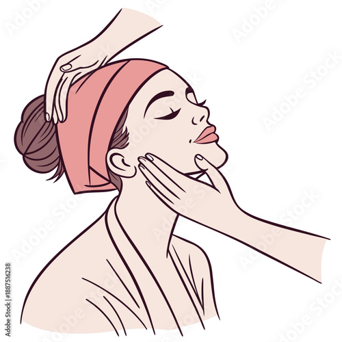 Woman applying face mask