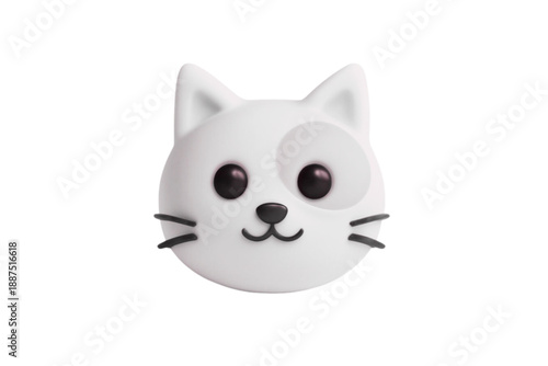 3Dイラストの猫　白