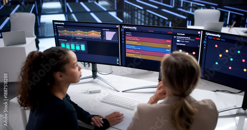 Photos Women In Cybersecurity Roles Monitor Data Center Security Measures