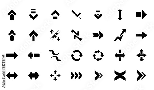 Up and down arrow filled icon collection for increase and decrease indicators flat vector isolated on white background