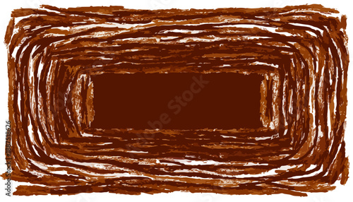 Ilustración de túnel o madriguera de madera con fondo transparente, textura rústica y orgánica.