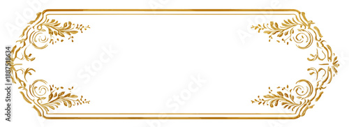 Marco ornamental dorado con diseño floral y transparente, ideal para invitaciones y diseño gráfico.