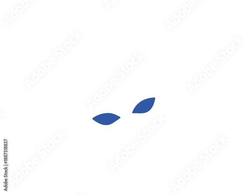 Duas folhas azuis abstratas com fundo transparente, um símbolo limpo e moderno para design gráfico e web.