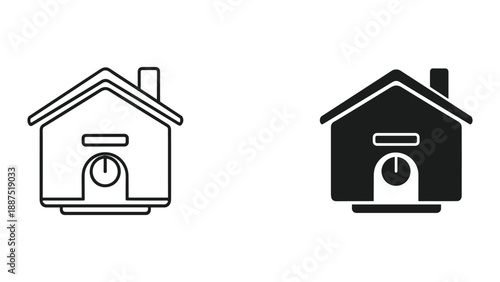 Simple house icon set with meter