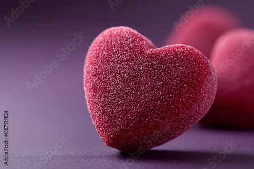 Wallpaper Mural close-up of a heart-shaped red velvet candy, a valentine's day background with a dark purple color Torontodigital.ca
