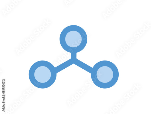 Ícone de conexão com três nós azuis interligados em fundo branco, simbolizando rede ou ciência.