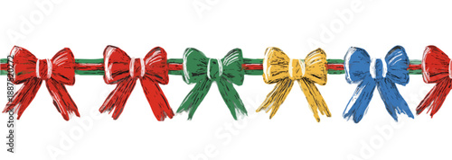 Decoración festiva con lazos de colores sobre fondo transparente para celebraciones y regalos