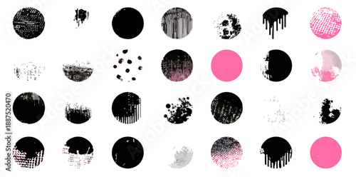 Coleção de círculos com texturas diversas e cores contrastantes, ideal para design gráfico e fundos.