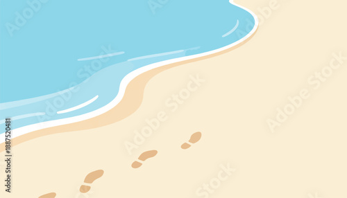 Footprints in sand lead to gentle waves