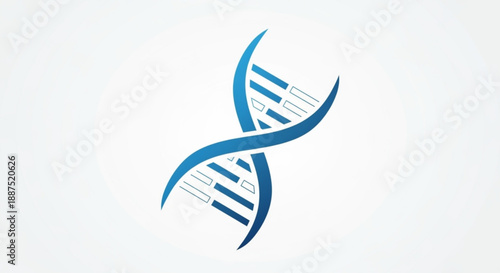 Dna double helix structure with blue strands on white background genetic symbol for biology and science concepts
