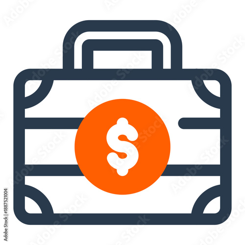 Money briefcase business cash investment icon