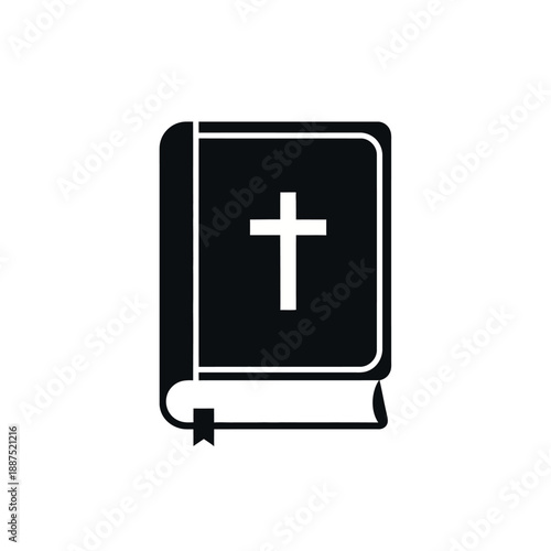 Christian Bible Icon with Cross Symbol.