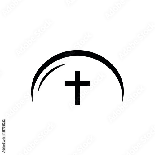 Christian Cross Symbol Inside an Arch.