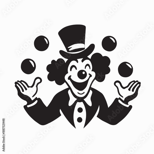 Circus Clown Juggler Logo Vector Isolated on White Background
