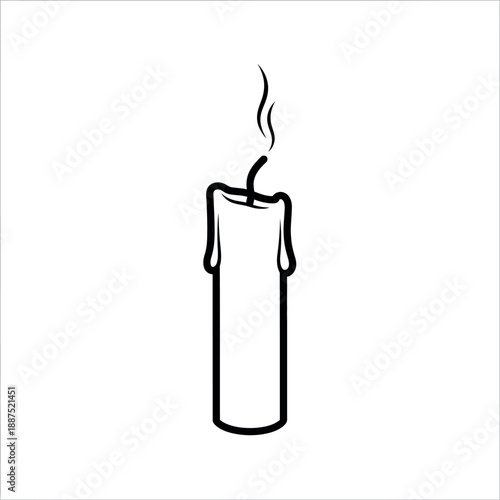 Simple Line Art of a Burning Candle.