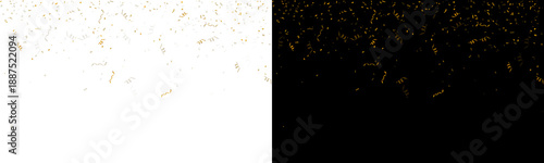 Obraz na płótnie Gold serpentine confetti falling down isolated transparent background