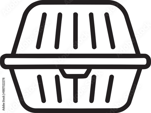 Closed styrofoam burger container icon outline
