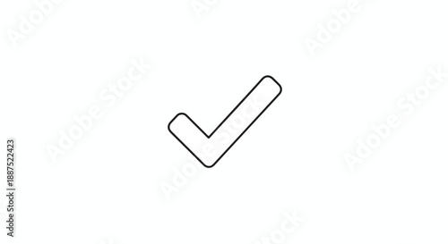 Outline Check Mark Vector Icon on White Background