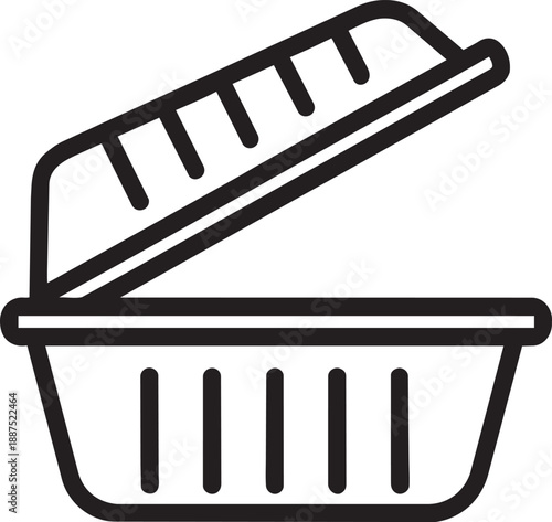 Open styrofoam burger box icon outline