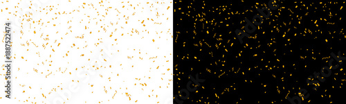 Tableau sur toile Gold confetti serpentine ribbons celebration party tinsel falling