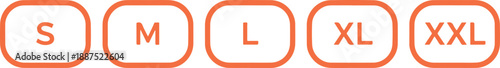 Clothing size icon orange S M L XL XXL label vector